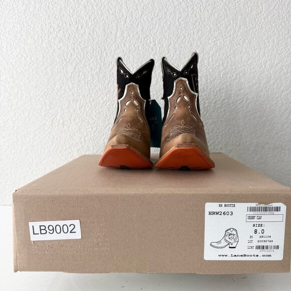 Lane RODEO HOUSTON Cowboy Booties Brown Western Snip Toe Short Boots Women 8 - Picture 12 of 13